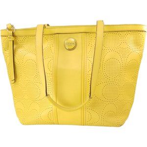 Coach Signature Stripe Perforated Leather Shoulder Bag Tote F21941